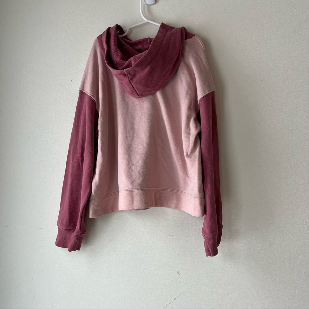 🌼 5/$25 Old Navy Pink Colorblock Bear Hoodie Kids L 10–12 Pullover Sweatshirt - Picture 10 of 11